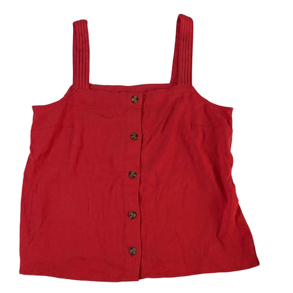 Market & Spruce Red Button-Front Tank Top